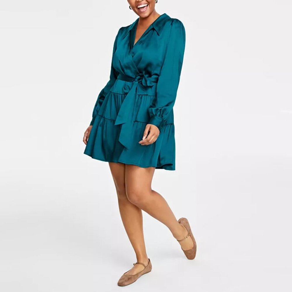 On 34th Satin Tiered Ruffle Mini Dress